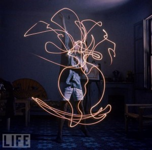 Everything is Illuminated, Pablo Picasso by Light Painting Photographer Gjon Mili