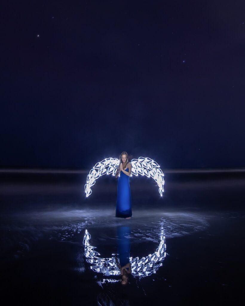 Light Painting Angel Close-Up